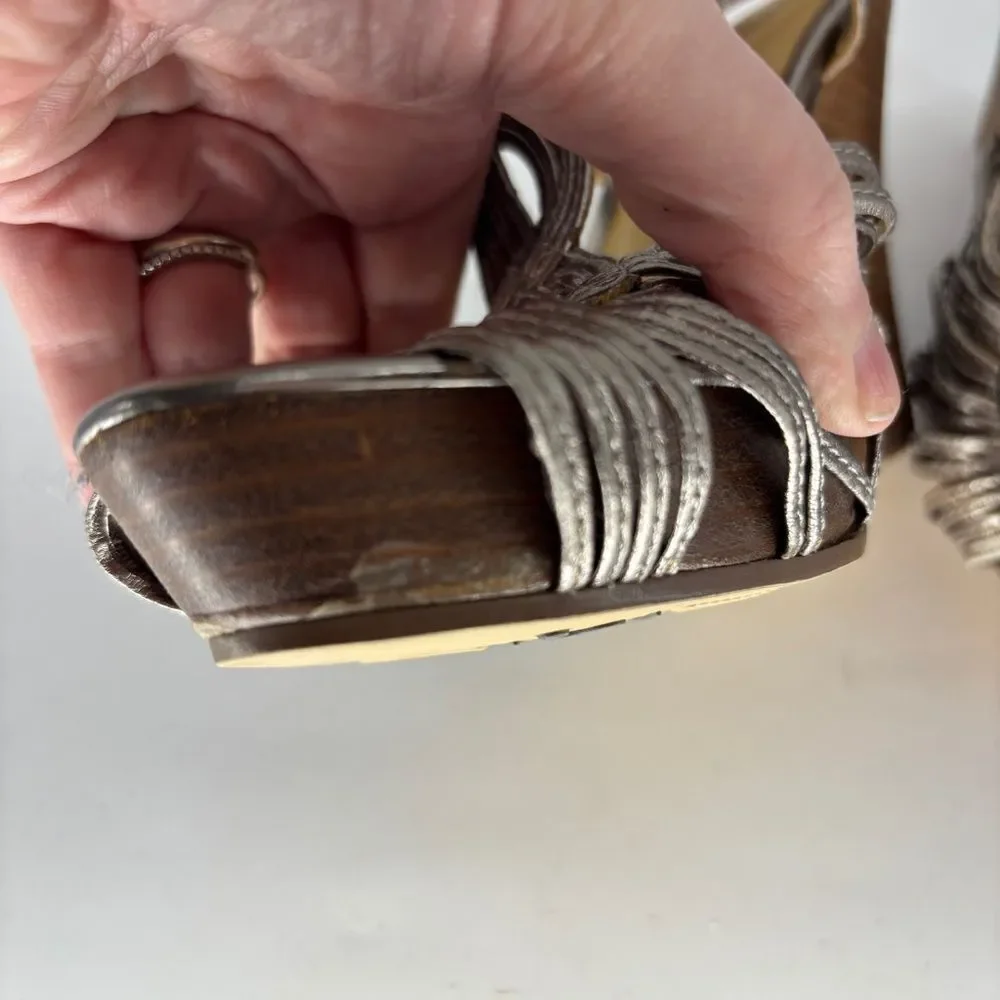 Seychelles Silver Wedge Sandals with Strappy Design